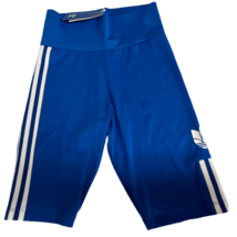 Adidas Womens Originals 3D Trefoil Bike Shorts Tight Blue And White XS New - $19.39