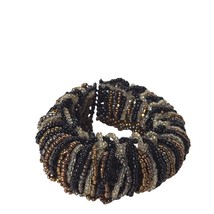 Vintage Boho Black Brown Seed Bead Wrap Bracelet Womens Fashion Jewelry - £17.51 GBP