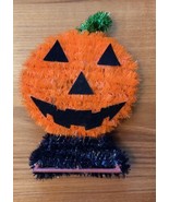 Vtg Plastic Tinsel Halloween Decoration Jack O Lantern Pumpkin Tabletop ... - €12,78 EUR