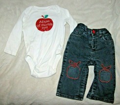 Baby Gap Apple Picking Orchard Outfit Bodysuit Patch Jeans of Mom&#39;s Eye ... - $22.76