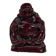 Mini Buddha Statue Figurine Miniature Laughing Buddha Red Resin Good Luc... - $23.36