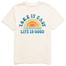 Life Is Good Medium Men&#39;s Take It Easy Rainbow Waves Short Sleeve Tee - £19.09 GBP