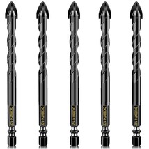 5 Pcs 1/2&quot; Masonry Concrete Drill Bit Set For Tile Brick Glass Plastic, ... - $709.43 MXN