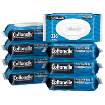 Cottonelle Freshfeel Flushable Wet Wipes, Adult Wet Wipes, 8 Flip-Top Packs, 42  - £16.41 GBP