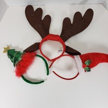 Christmas Headbands Holiday Reindeer Antlers Tree Hat Elf Hat 3 Lot - £14.89 GBP