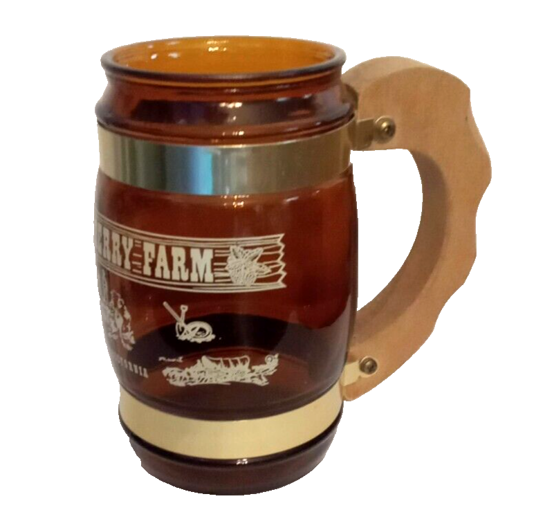 Siesta Ware Knott&#39;s Berry Farm Souvenir Glass Mug Beer Stein Brown Wood ... - $11.82