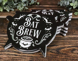 Set Of 4 Wicca Occult Bat Brew Vampire Bats Cauldron Ceramic Cork Coasters-
s... - £23.96 GBP