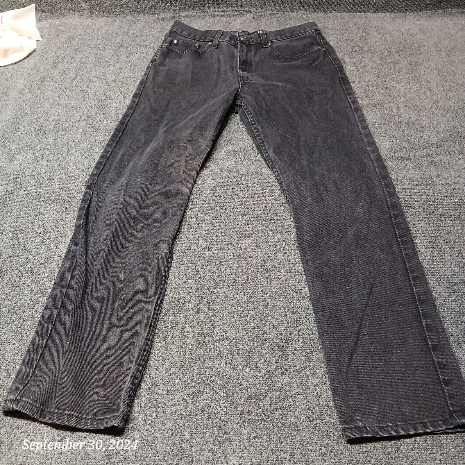 George Jeans Men 32 x 32 Black Regular Fit Mid Rise Straight Leg - $12.62