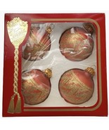 Rauch 4 Glass Ornaments Peach Gold Mica Glitter Greek Victoria Collectio... - £13.81 GBP