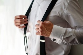 Mens Suspenders Adjustable Sz Elastic 2&quot; Wide X Shape Suspenders Black NEW - £14.02 GBP