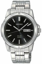 NEW Seiko SNE093 Core Black Dial Stainless Steel Men&#39;s Watch MSRP $205 - $205.00