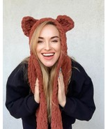 Teddy scarf hat set, bear shawls and wraps, hat and scarf combo, teddy hat, tedd - £78.66 GBP