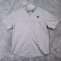 Carhartt Work Shirt Men&#39;s Large Force Ridgefield Sold Short Sleeve Vente... - $22.07