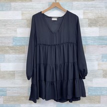 Altar&#39;d State Tiered Trapeze Dress Black Long Sleeve Boho Casual Womens Small - $34.64