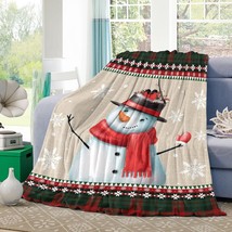 50&quot; X 60&quot; Christmas Snowman Black Topper With Robin Birds Blankets, Flannel - £40.07 GBP