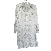 Jon &amp; Anna Cotemporary Women Faces Shirt Dress Duster M White Abstract A... - $29.58