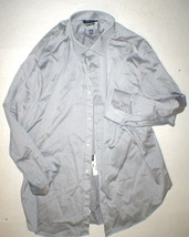 New NWT Mens Button Down Shirt 16.5 M Light Gray Perry Ellis Cotton Stre... - $88.11