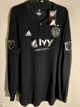 Adidas Authentic MLS Kansas City Sporting Team Long Sleeve Jersey Black sz L - £20.17 GBP