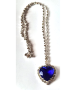 BC Lind 1998 Heart of the Ocean Blue &amp; Clear Rhinestone Pendant Necklace... - $24.99