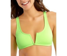 California Waves Juniors Ribbed V-Wire Bralette Bikini Top Size X-Small, Lime - £66.17 GBP