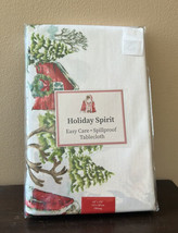 Benson Mills Christmas Trees Santa Reindeer   Tablecloth New 60”x120” Spillproof - £35.90 GBP