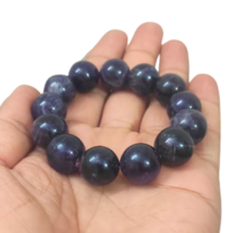 Natural Purple Amethyst Uruguay Round 13 Big Beads Healing Bracelet 15mm - $98.99
