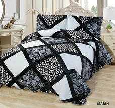 3-pcs super soft king quilted reversible velvet quilt set-marin - $69.92