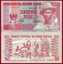 Guinea-Bissau P10, 50 Pesos, Maiame drum, PansauNa / topless women, cauldron UNC - £1.24 GBP