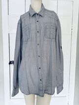 Eighty Eight Platinum Men’s Button Up Blue Stripes Cotton Shirt Size Large - $12.88