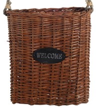 &quot;WELCOME&quot; Willow Door Basket With Rope 14X5X15&quot; - £31.73 GBP