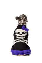 Purple Bow Skull Wool  Dog Sweater Chilly Dog Hand Knit Wool  XXS-XXXL P... - £24.07 GBP+