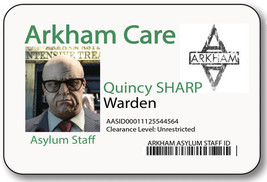 Warden Quincy Sharp Batman&#39;s Arkham Asylum Staff Name Badge Halloween Costume Pr - £13.58 GBP