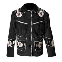 American Real Suede Leather Jacket Handmade Indian Bead, Fringed Buckski... - $88.77+
