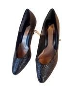 Connie Women&#39;s Classic Pump Heel Black Crocodile Dressy Slip On Heels 8.... - $17.68 CAD