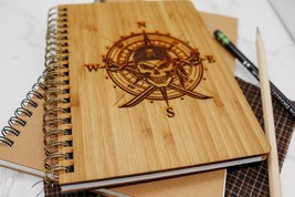 Pirate Compass Wooden Covered Notebook/Journal - £18.96 GBP