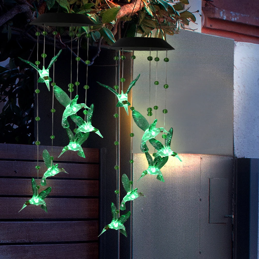 Solar Hummingbird Wind Chimes Light Hanging Catcher Wind Bell Pendant Or... - $161.29