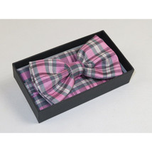Men Bow Tie/Hankie Formal For Tuxedo or Business Suit #BT25 Pink Gray image 3