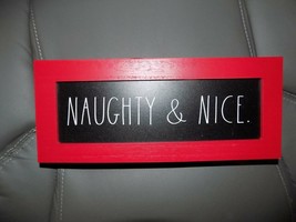 Rae Dunn &quot;Naughty &amp; Nice.&quot; 12&quot; x 5&quot; Chalkboard &amp; Wood Sign red NEW - £19.97 GBP