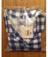 NWT Brand New AMANDA PAIGE Sleepwear Women&#39;s Blue Gingham Pajama Top Sz S - £7.85 GBP