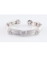 Judith Ripka Sterling Silver Hinged Cuff CZ Heart and Accent Bracelet Go... - $8,829.79 MXN