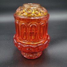 Vintage MCM Moon and Stars LE Smith Amberina Two Piece Fairy Lamp Candle 6.5&quot; - £114.73 GBP