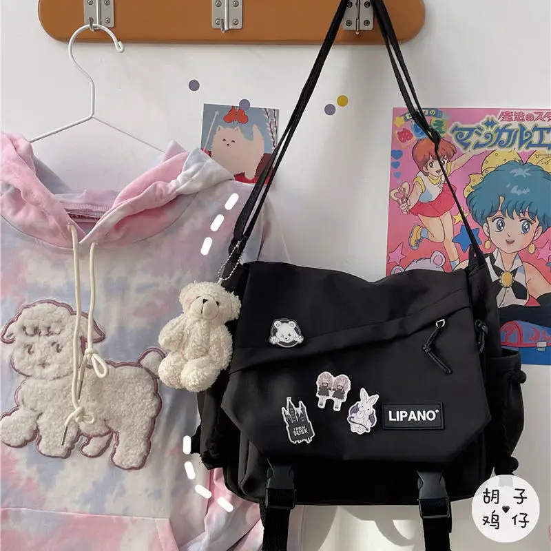 Japanese Harajuku Nylon Bag Crossbody Bags For Women Student Book Bag Co... - $27.44