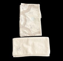 Vintage Handmade Embroidered Round Tablecloth 67.5" w/ 8 Napkins 16" Unused image 2
