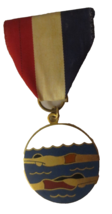 SWIMMING GOLDTONE MEDAL 1st PLACE Girl &amp; Boy with red bathsuit - £3.14 GBP