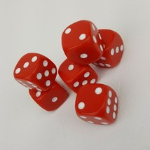 Farkle Party Game Replacement Red Six Sided Dice Rounded Corners Set Of 6 16mm - £4.14 GBP