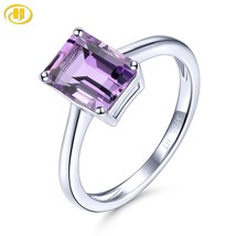 Natural African Amethyst Silver Women&#39;s Ring 2.39 Carat Octagon Cut Purple Cryst - £44.87 GBP