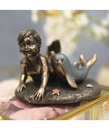 Ebros Merbaby Dolphin Figurine 3.75&quot; L Small Mermaid Baby Playing with D... - $30.07 CAD