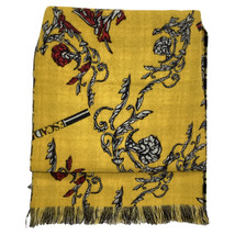 Escada Printed Fringed Scarf In Wool Women Yellow One Size - $113.05