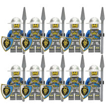 Medieval Kingdom Castle Blue Lion Knights Spear Army 10 Minifigures Set A - $17.99