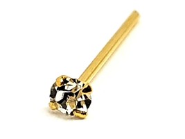 Gold Nose Stud Crystal 2mm CZ 9k Claw Set 9ct Gold 22g (0.6mm) L Bendable Pin - £15.28 GBP